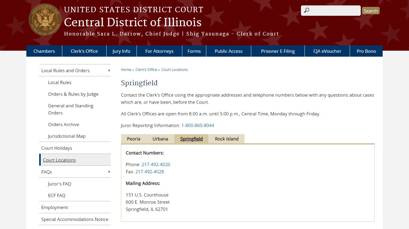 Springfield | Central District of Illinois | United States District Court